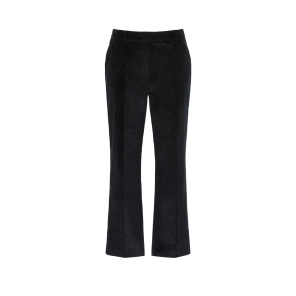 Max Mara Marruca Cotton Needlecord Cropped Trousers in Black | Tailored pants | Luxury Shoes 