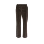 Max Mara Marruca Cotton Needlecord Cropped Trousers in Dark Brown | Tailored pants | Luxury Shoes 