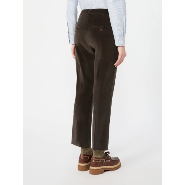 Max Mara Marruca Cotton Needlecord Cropped Trousers in Dark Brown | Tailored pants | Luxury Shoes 