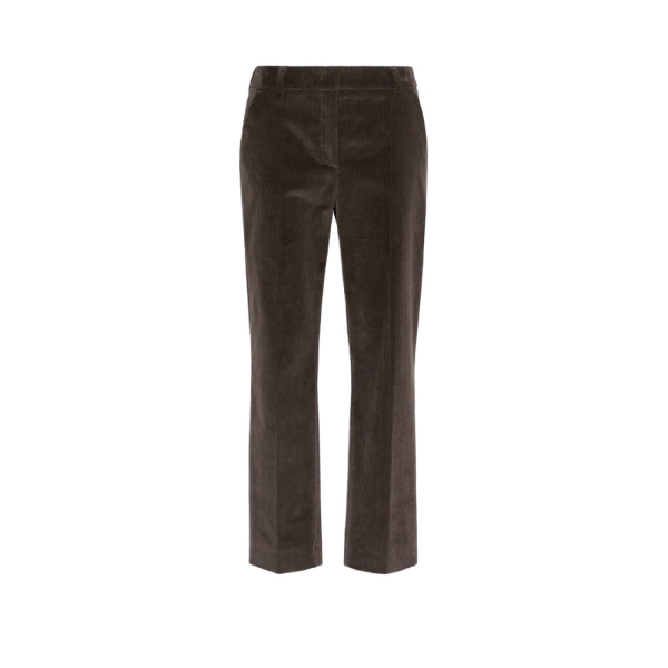 Max Mara Marruca Cotton Needlecord Cropped Trousers in Dark Brown | Tailored pants | Luxury Shoes 