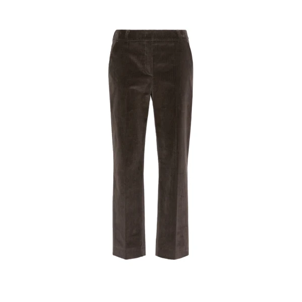 Max Mara Marruca Cotton Needlecord Cropped Trousers in Dark Brown | Tailored pants | Luxury Shoes 