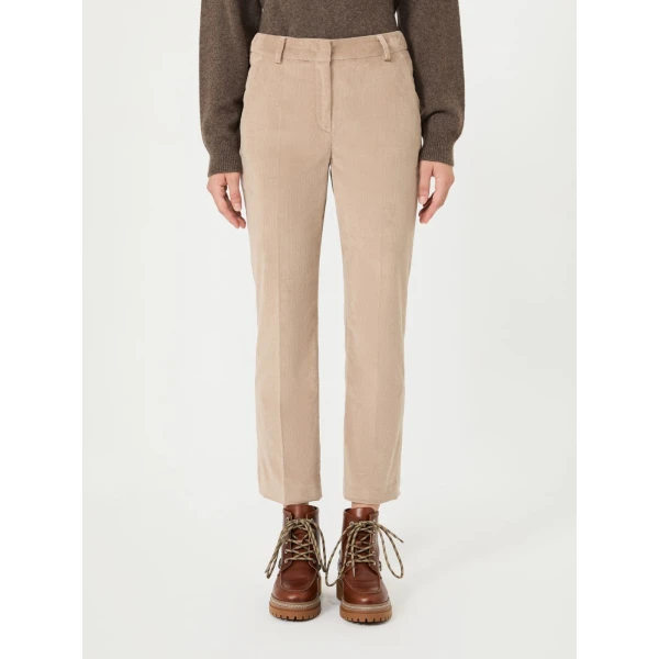 Max Mara Marruca Cotton Needlecord Cropped Trousers in Sand | Tailored pants | Luxury Shoes 