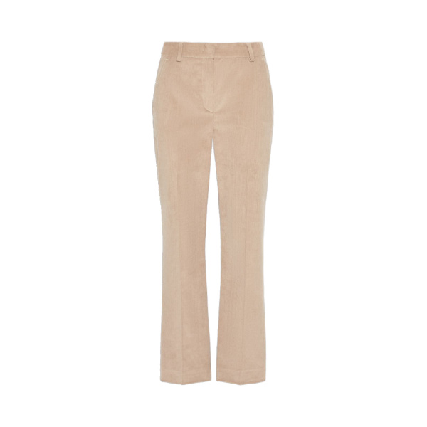 Max Mara Marruca Cotton Needlecord Cropped Trousers in Sand | Tailored pants | Luxury Shoes 