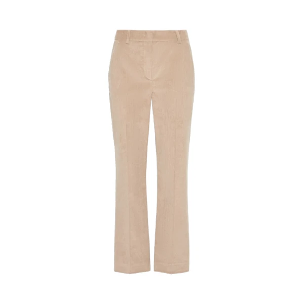 Max Mara Marruca Cotton Needlecord Cropped Trousers in Sand | Tailored pants | Luxury Shoes 