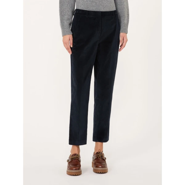 Max Mara Marruca Cotton Needlecord Cropped Trousers in Ultramarine | Tailored pants | Luxury Shoes 