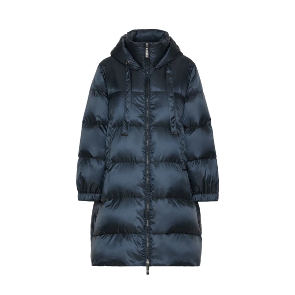 Marte Roomy Quilted Midi Puffer in Midnight Blue