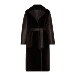Max Mara Martora Sheepskin Robe Coat in Dark Brown | Women | Luxury Shoes 