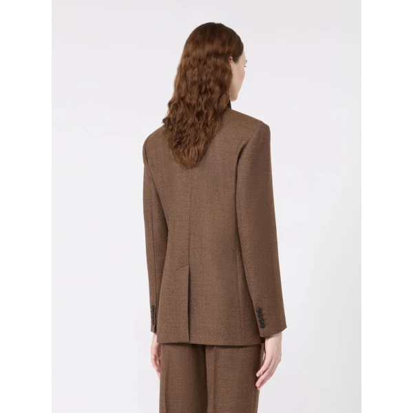 Max Mara Martora Single-Breasted Wool Tweed Jacket in Brown | Blazers | Luxury Shoes 