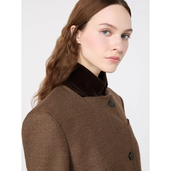 Max Mara Martora Single-Breasted Wool Tweed Jacket in Brown | Blazers | Luxury Shoes 