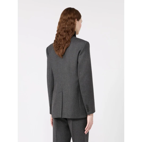 Max Mara Martora Single-Breasted Wool Tweed Jacket in Medium Grey | Blazers | Luxury Shoes 