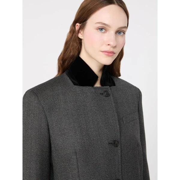 Max Mara Martora Single-Breasted Wool Tweed Jacket in Medium Grey | Blazers | Luxury Shoes 