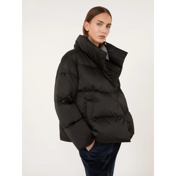 Max Mara Matassa Short Technical Satin Down Jacket in Black | Jackets | Luxury Shoes 