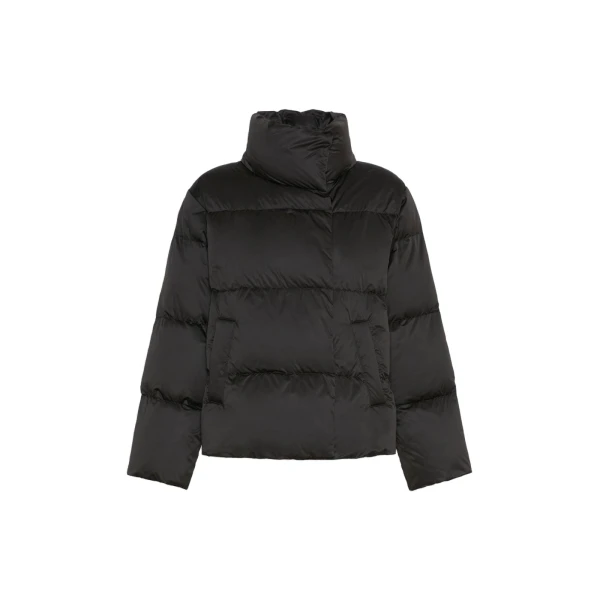 Max Mara Matassa Short Technical Satin Down Jacket in Black | Jackets | Luxury Shoes 
