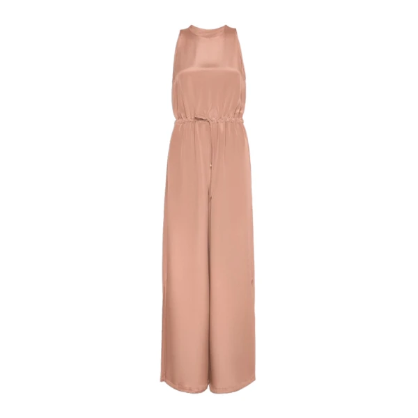 Materia Silk Crepe de Chine Jumpsuit in Antique Rose