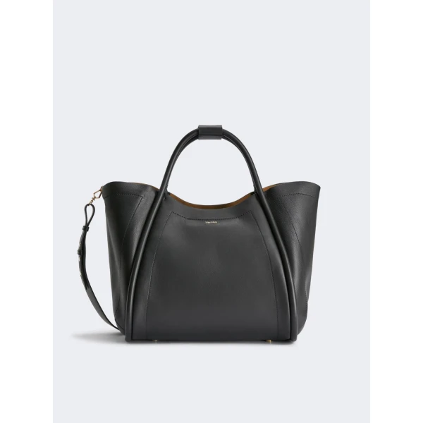 Max Mara Medium Leather Marine Bag in Black | Totes & Top-Handle Bags | Luxury Shoes 