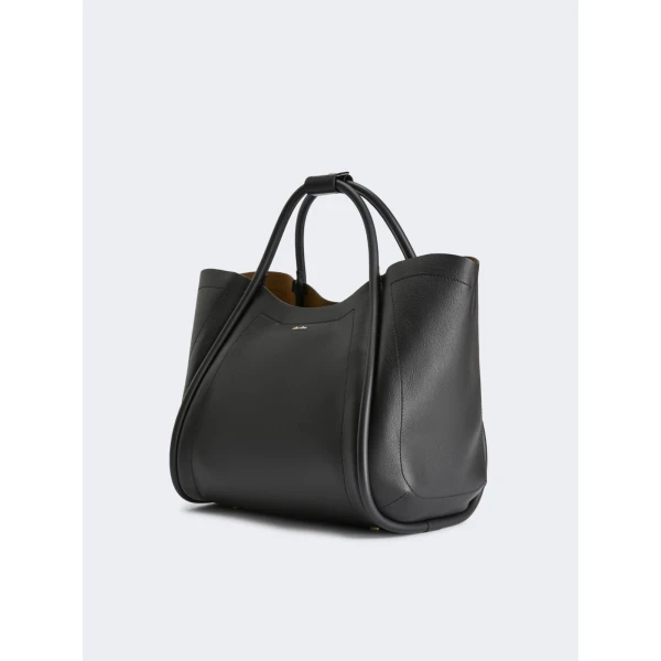 Max Mara Medium Leather Marine Bag in Black | Totes & Top-Handle Bags | Luxury Shoes 