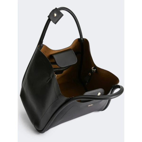 Max Mara Medium Leather Marine Bag in Black | Totes & Top-Handle Bags | Luxury Shoes 