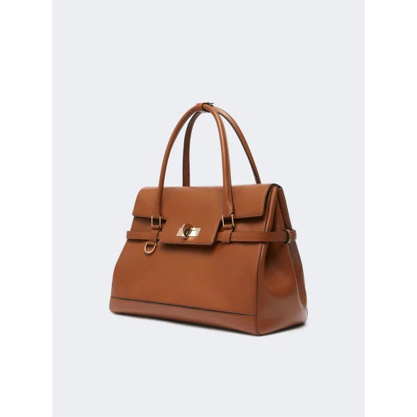 Max Mara Medium Margaux Natural Leather Handbag in Amber Brown | Totes & Top-Handle Bags | Luxury Shoes 