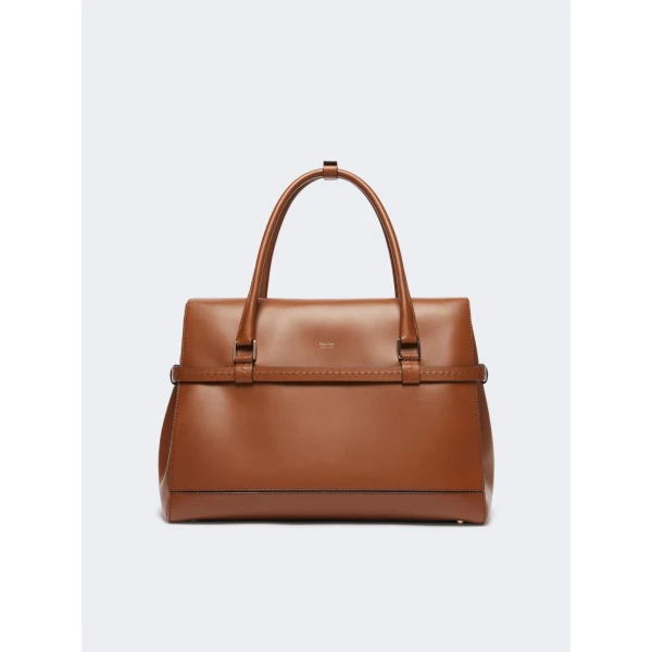 Max Mara Medium Margaux Natural Leather Handbag in Amber Brown | Totes & Top-Handle Bags | Luxury Shoes 