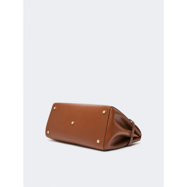 Max Mara Medium Margaux Natural Leather Handbag in Amber Brown | Totes & Top-Handle Bags | Luxury Shoes 
