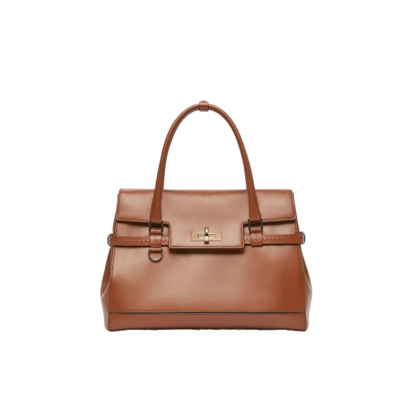 Max Mara Medium Margaux Natural Leather Handbag in Amber Brown | Totes & Top-Handle Bags | Luxury Shoes 