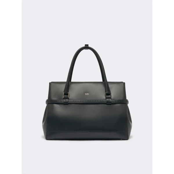 Max Mara Medium Margaux Natural Leather Handbag in Black | Totes & Top-Handle Bags | Luxury Shoes 