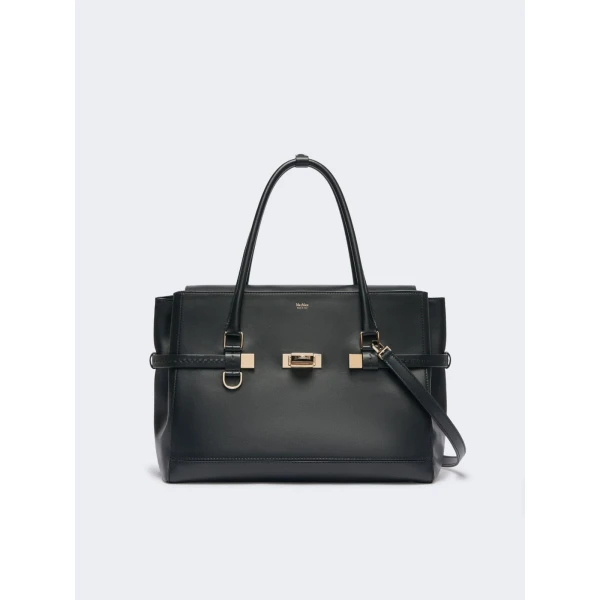 Max Mara Medium Margaux Natural Leather Handbag in Black | Totes & Top-Handle Bags | Luxury Shoes 