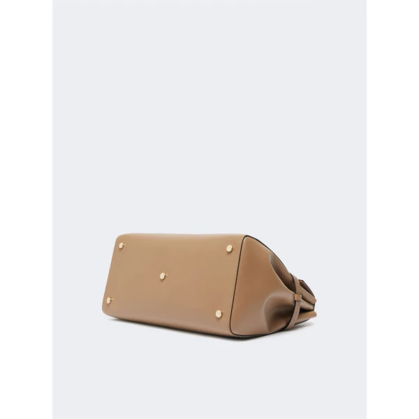 Max Mara Medium Margaux Natural Leather Handbag in Mud | Totes & Top-Handle Bags | Luxury Shoes 