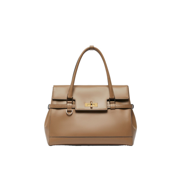 Max Mara Medium Margaux Natural Leather Handbag in Mud | Totes & Top-Handle Bags | Luxury Shoes 