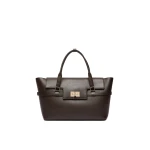 Max Mara Medium Margaux Smooth Leather Handbag in Dark Brown | Totes & Top-Handle Bags | Luxury Shoes 