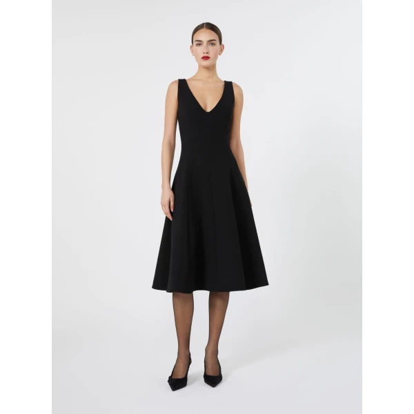 Max Mara Medusa Cady Circle Skirt Dress in Black | Midi Dresses | Luxury Shoes 