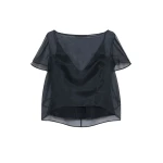 Max Mara Mela Silk Organza Cropped Blouse in Ultramarine | Blouse | Luxury Shoes 