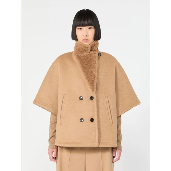 Max Mara Memo Camel and Teddy Reversible Cape in Camel | Coats | Luxury Shoes 