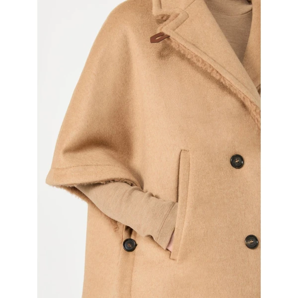 Max Mara Memo Camel and Teddy Reversible Cape in Camel | Coats | Luxury Shoes 