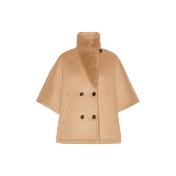 Max Mara Memo Camel and Teddy Reversible Cape in Camel | Women | Luxury Shoes 