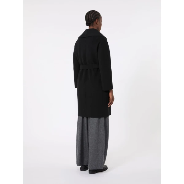 Max Mara Messi Double-Faced Wool Robe Coat in Black | Wool Coat | Luxury Shoes 