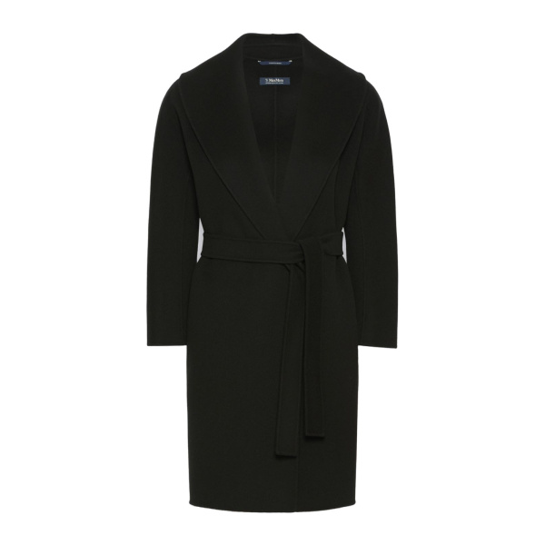 Max Mara Messi Double-Faced Wool Robe Coat in Black | Wool Coat | Luxury Shoes 