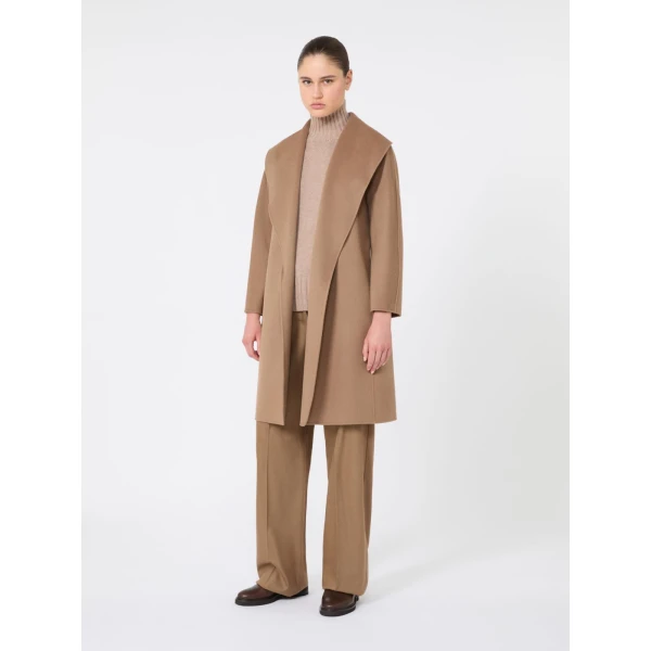 Max Mara Messi Double-Faced Wool Robe Coat in Camel | Wool Coat | Luxury Shoes 