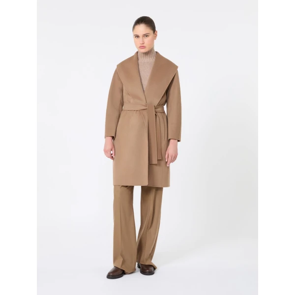 Max Mara Messi Double-Faced Wool Robe Coat in Camel | Wool Coat | Luxury Shoes 