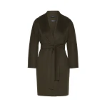 Max Mara Messi Double-Faced Wool Robe Coat in Khaki | Wool Coat | Luxury Shoes 