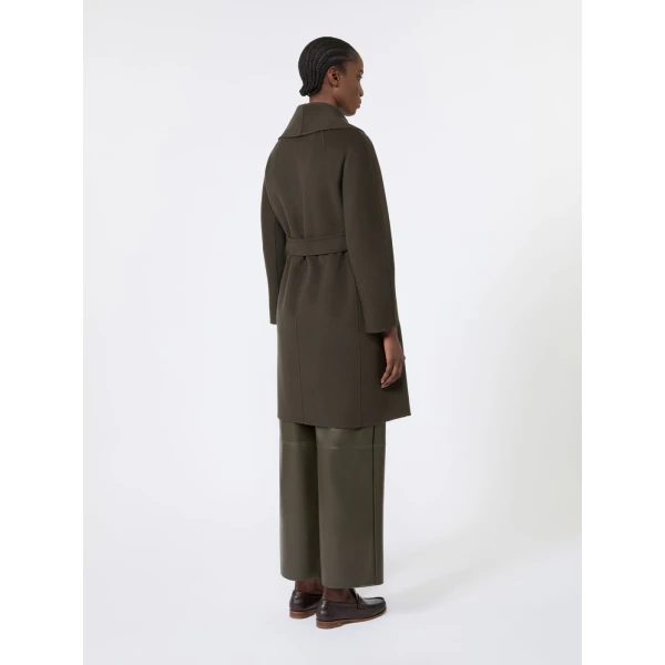 Max Mara Messi Double-Faced Wool Robe Coat in Khaki | Wool Coat | Luxury Shoes 