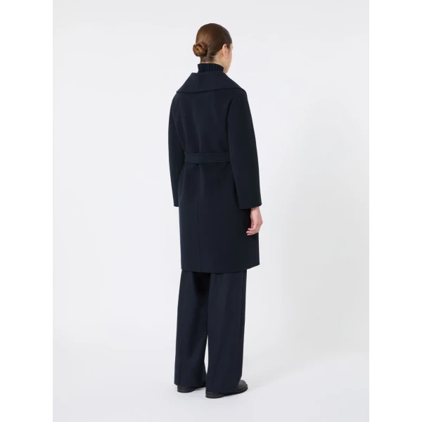 Max Mara Messi Double-Faced Wool Robe Coat in Midnight Blue | Wool Coat | Luxury Shoes 