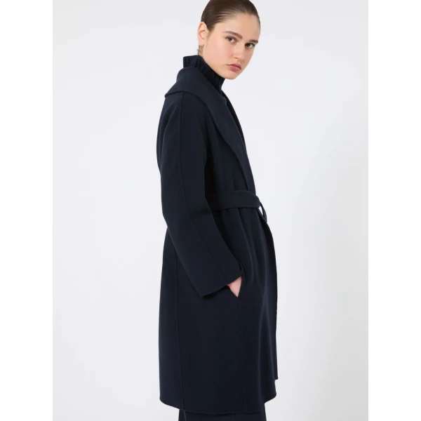 Max Mara Messi Double-Faced Wool Robe Coat in Midnight Blue | Wool Coat | Luxury Shoes 