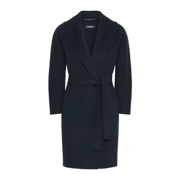Max Mara Messi Double-Faced Wool Robe Coat in Midnight Blue | Wool Coat | Luxury Shoes 
