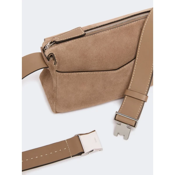 Max Mara Micro Split Leather Handbag in Mud | Mini Bags | Luxury Shoes 