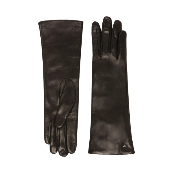 Mid-Length Nappa Leather Gloves in Black