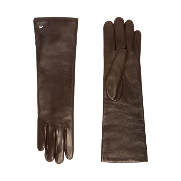 Max Mara Mid-Length Nappa Leather Gloves in Dark Brown | Gloves | Luxury Shoes 