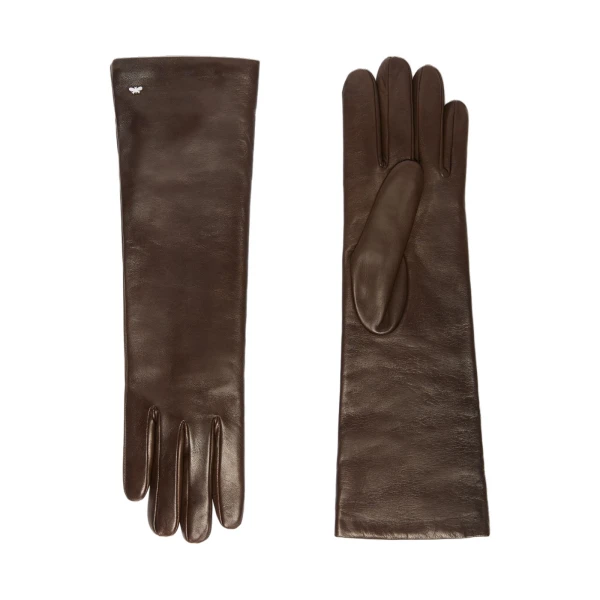 Max Mara Mid-Length Nappa Leather Gloves in Dark Brown | Gloves | Luxury Shoes 