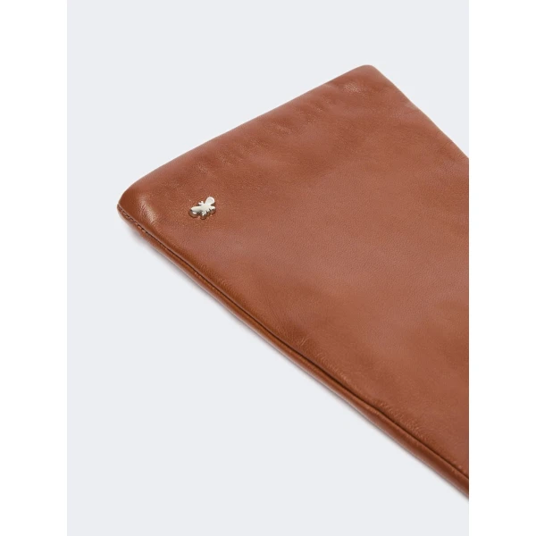 Max Mara Mid-Length Nappa Leather Gloves in Tobacco | Gloves | Luxury Shoes 