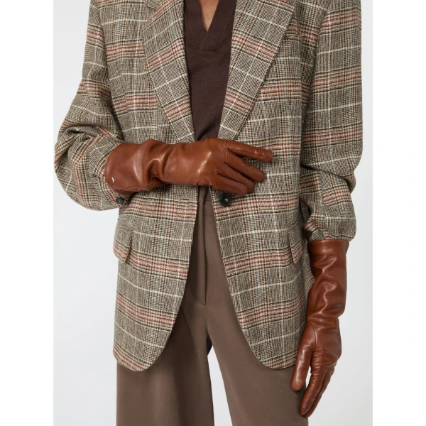 Max Mara Mid-Length Nappa Leather Gloves in Tobacco | Gloves | Luxury Shoes 